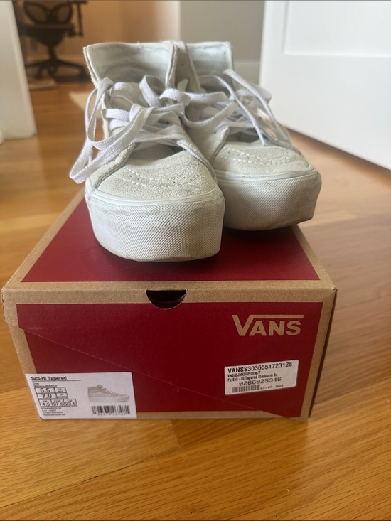 Vans Shoes - Vans Cream Platform Lace-Up Sneakers